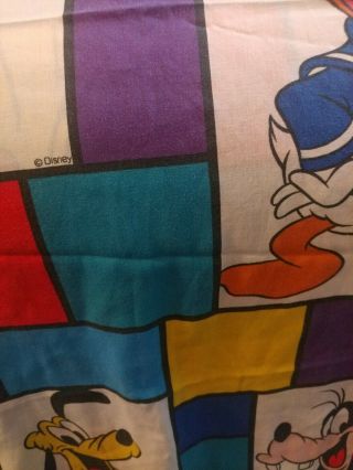 Disney Mickey Mouse Twin Flat sheet Donald Goofy Color Block Minnie Vintage 2