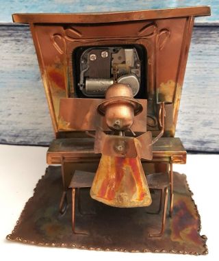 Vintage Wind - Up Music Box Metal Copper Art Sculpture Man Piano Player Ragtime