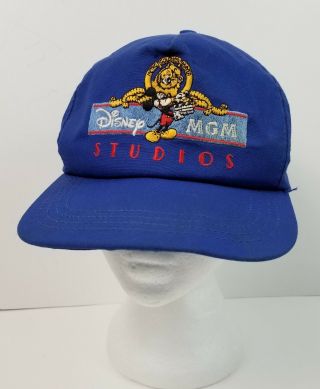 Vintage 1987 Disney Mgm Studios Tour Souvenir Snapback Ball Cap Trucker Hat Blue