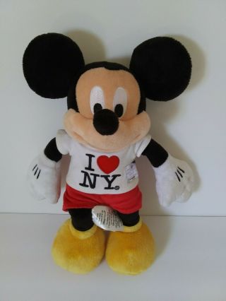 Disney Store Mickey Mouse Plush Toy Stuffed Animal I Love Ny Authentic 14 " Nyc