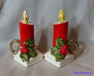 Vintage Christmas Candle Salt & Pepper Shaker Set