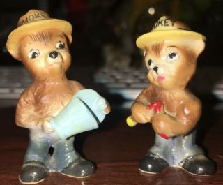 Vintage Collectable Mini Bone China Figurines Smokey The Bear 2 Made In Japan