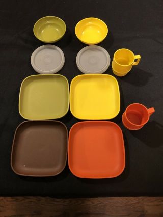 Vintage 70’s Tupperware Toys Child’s Play Set 10 Piece Dishes Bowls Cups