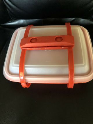 Vintage Tupperware Lunch Box Container Pack N Carry Orange Red