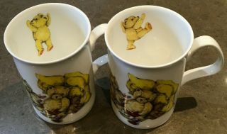 Set Of 2 Roy Kirkham Teddy Bears Fine Bone China Mugs 1992