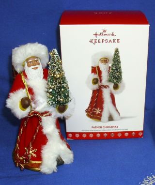 Hallmark Ornament African American Father Christmas 2017 Santa Claus With Tree