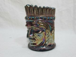 Vintage Carnival Glass Toothpick Holder Indian Head