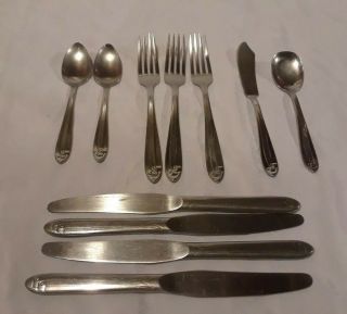 Knives,  Spoons,  Forks Paper Scroll Pattern National Silvertone Stainless Flatware
