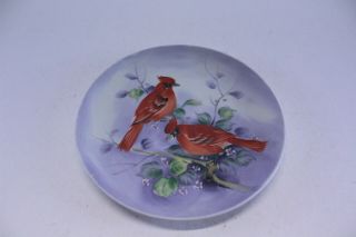 Vintage Lefton Hand Painted Porcelain Plate Cardinal Bird Design Japan Sl5882