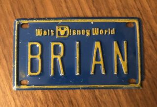 Vintage 1970’s Disneyland Walt Disney World Name Bike License Plate “brian”