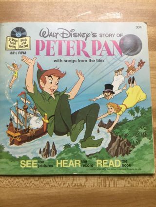 Walt Disney Story Of Peter Pan (304) 24 Page Read Along Story Book And Record