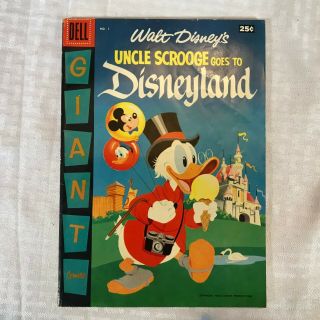 Tf8 Vtg Walt Disney Uncle Scrooge Goes To Disneyland No.  1 Giant Comic 1957