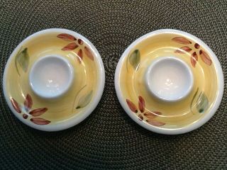 Set Of 2 Caleca Hand Painted Individual Hard Boiled Egg Holder Cup Dishes Yellow