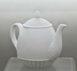 Vintage Wedgewood 4 O ' Clock Bisque Porcelain Teapot w/ Orange Blossom Candle 3