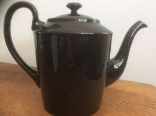 Fitz And Floyd Large 48 Oz Glossy Modern Look Black Porcelain Teapot 7.  5 " Tall