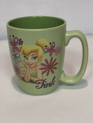 Disney Tinkerbell Mug “tink” Disney Store Green Large Coffee Tea Cup Mug Ceramic