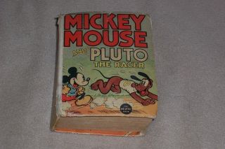 Mickey Mouse And Pluto " The Racer " 1128 Big Little Book Whitman Publisher 1936