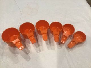 Tupperware Harvest Orange Measuring Cup Complete Set Of 6,  1/4 Cup - 1 Cup