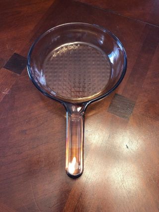 Vintage Corning Vision 7 " Amber Glass Skillet,  Frying Pan,  Waffle Bottom,  Cookware