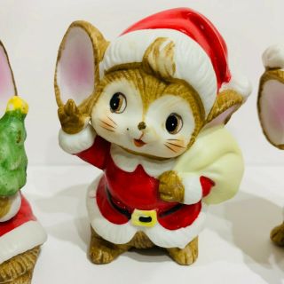 Homco Christmas Mice Set 3 Figurines Vintage Home Interiors 5405 mouse 3
