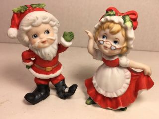 Vintage Lefton Christmas Figurines Santa Claus & Mrs.  Claus 02139