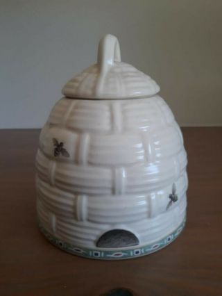 Vintage Ceramic Bee Hive Honey Pot Jar With Bees