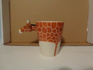 Vintage World Market " Giraffe Coffee Mug " With 3 - D Giraffe
