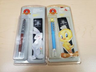 Bugs Bunny Tweety Bird Looney Tunes Chrome Collector Pen Pouch 1997 Vintage