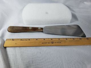 Vintage Universal Chef’s 11 " Angled Spatula Stainless Steel Wood Handle 2 Rivets