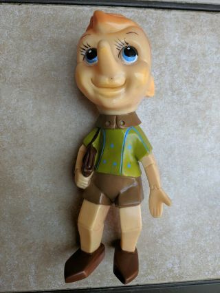 Vintage Pinocchio Vinyl Squeak Toy Figure Disney Made In Japan