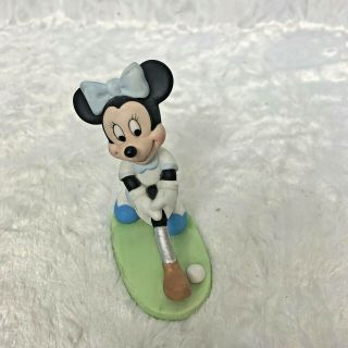 Walt Disney Minnie Mouse Golf Golfer Caddy 4 " Ceramic Porcelain Figurine Bow