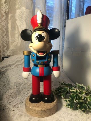 Vintage Walt Disney Wooden Mickey Mouse Toy Soldier Nut Cracker 14 " Tall