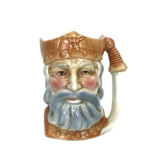 Vintage Toby Mug Bearded King Ceramic Deer Helmet Crown Sword Handle 5.  5 " R1