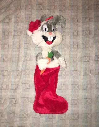 24 " Bugs Bunny Warner Bros Plush 1990 3d Christmas Stocking Lg Vtg Plush