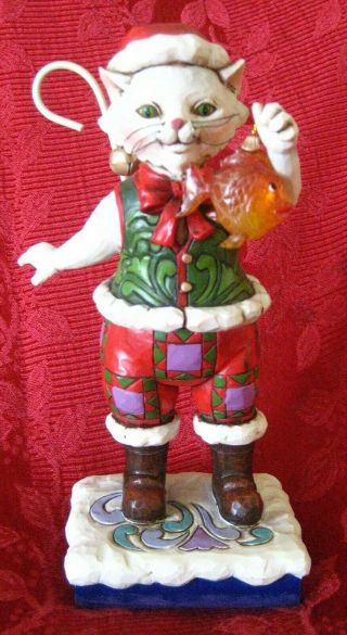 2012 Jim Shore Heartwood Creek " Catch The Christmas Spirit " Cat Figurine