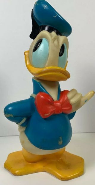 Walt Disney Donald Duck Coin Bank By Illco Toy Rubber Plastic With Plug 12”
