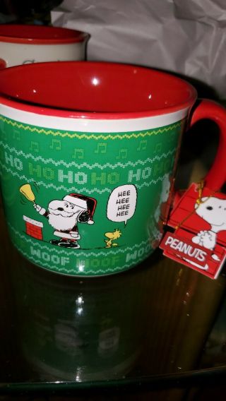 Peanuts Snoopy Charlie Brown Large Tea Coffee Cup Mug Merry Christmas Nwt