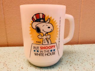 Snoopy Peanuts Mug Anchor Hocking 1980 No 3 Put Snoopy In The White House.