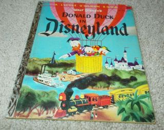 1955 Vintage Disney’s Donald Duck In Disneyland A Little Golden Book D44