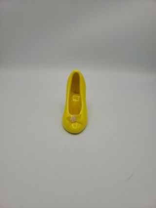 Vintage Yellow High Heel Porcelain Figurine Flower Bow Shoe