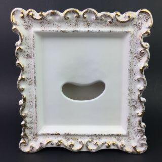 Vtg Norcrest Japan Ceramic Picture Frame Planter Vase Gold Mid Century 7 1/4 "