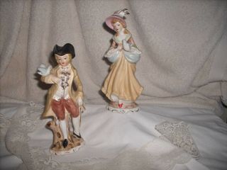 Vintage Royal Sealy Japan Man And Woman Colonial Dress Statues 7 - 1/2 " Tall
