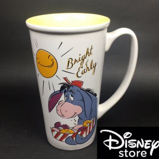 Disney Store " Bright And Early " Coffee Mug Eeyore Winnie The Pooh Eating Donuts
