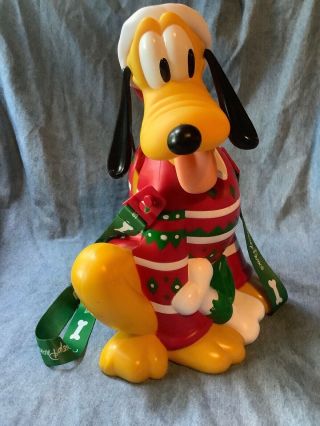 Disney Parks Popcorn Bucket Pluto Christmas Green Sweater Holiday 2017 Retired
