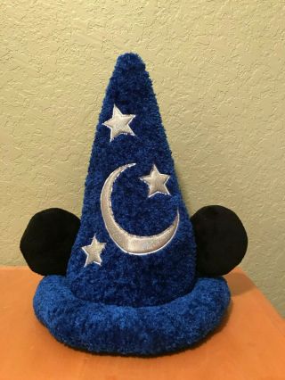 Disney Parks Mickey Mouse Wizard Sorcerer Fantasia Plush Ears Hat Adult Size