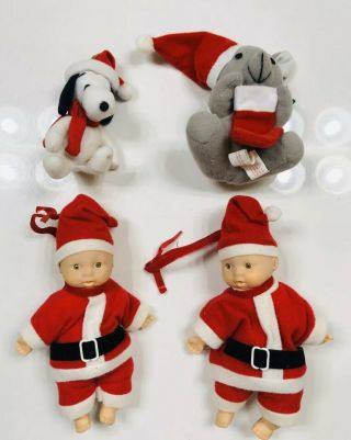 Snoopy Santa Hat Plush Christmas Tree Ornament Baby Red Outfit Hand