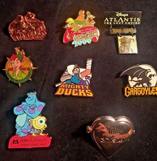 8 Disney Pins - 100 Years Of Dreams,  12 Months Of Magic,  Walt Locket,  Monsters