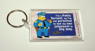 Vintage The Simpsons Cartoon Chief Wiggum Plastic Key Chain Nos 1999