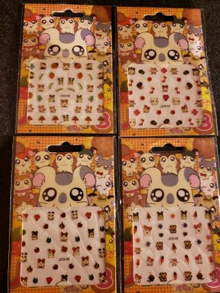 Hamtaro Hamster And Friends Nail Art 3d Decal Stickers X 4 Sheets (set B)