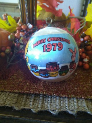 Vintage Winnie The Pooh Satin Christmas Tree Ornament 1979 Ball Piglet Eeyore Fs